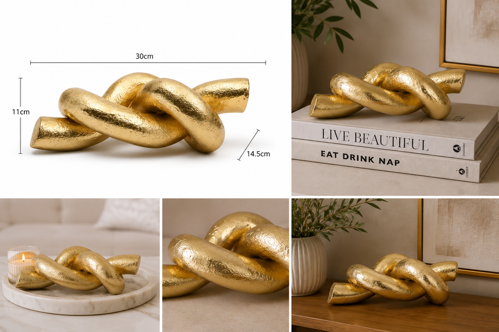 Luxe Infinity Knot Sculpture – Gold