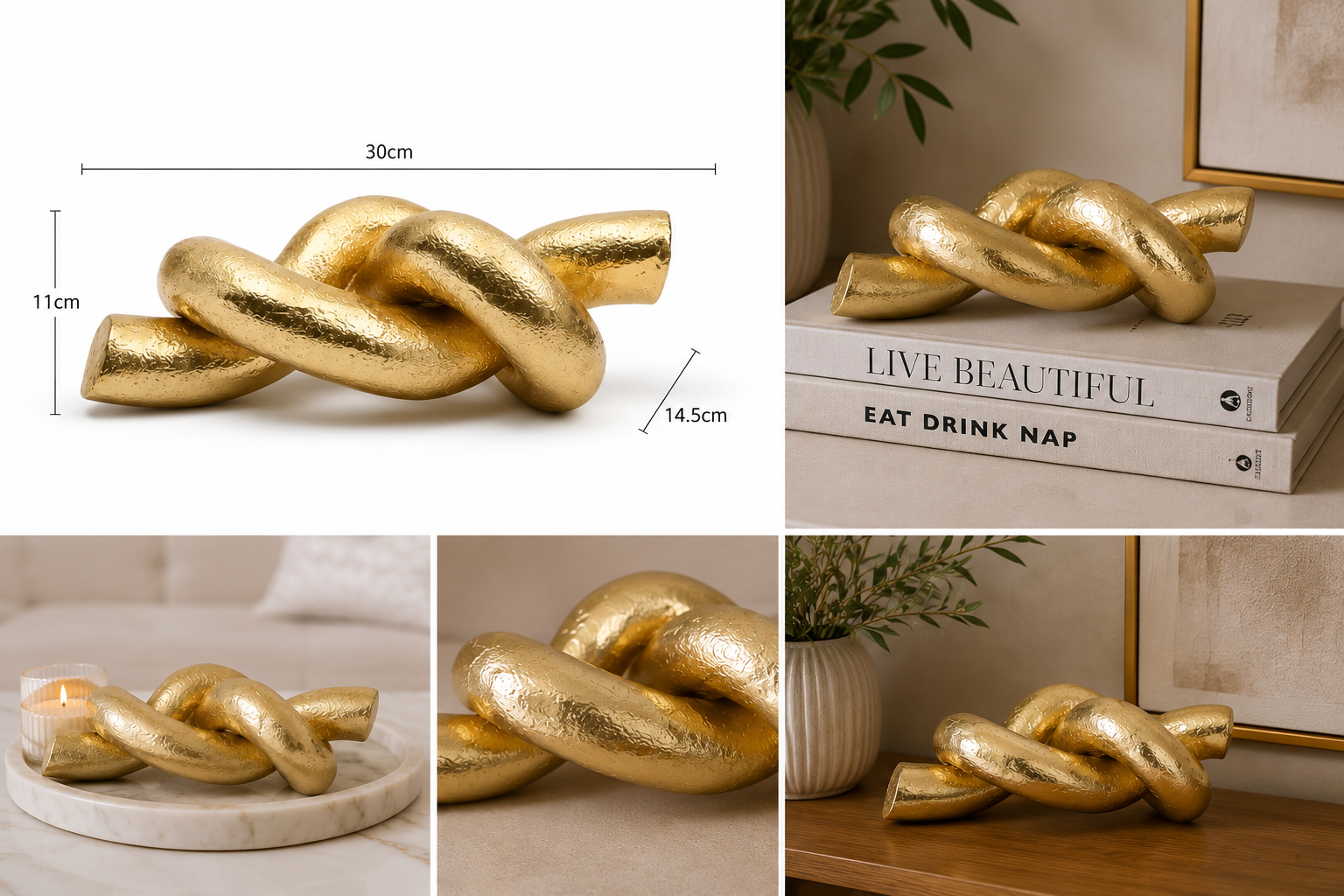 Luxe Infinity Knot Sculpture – Gold