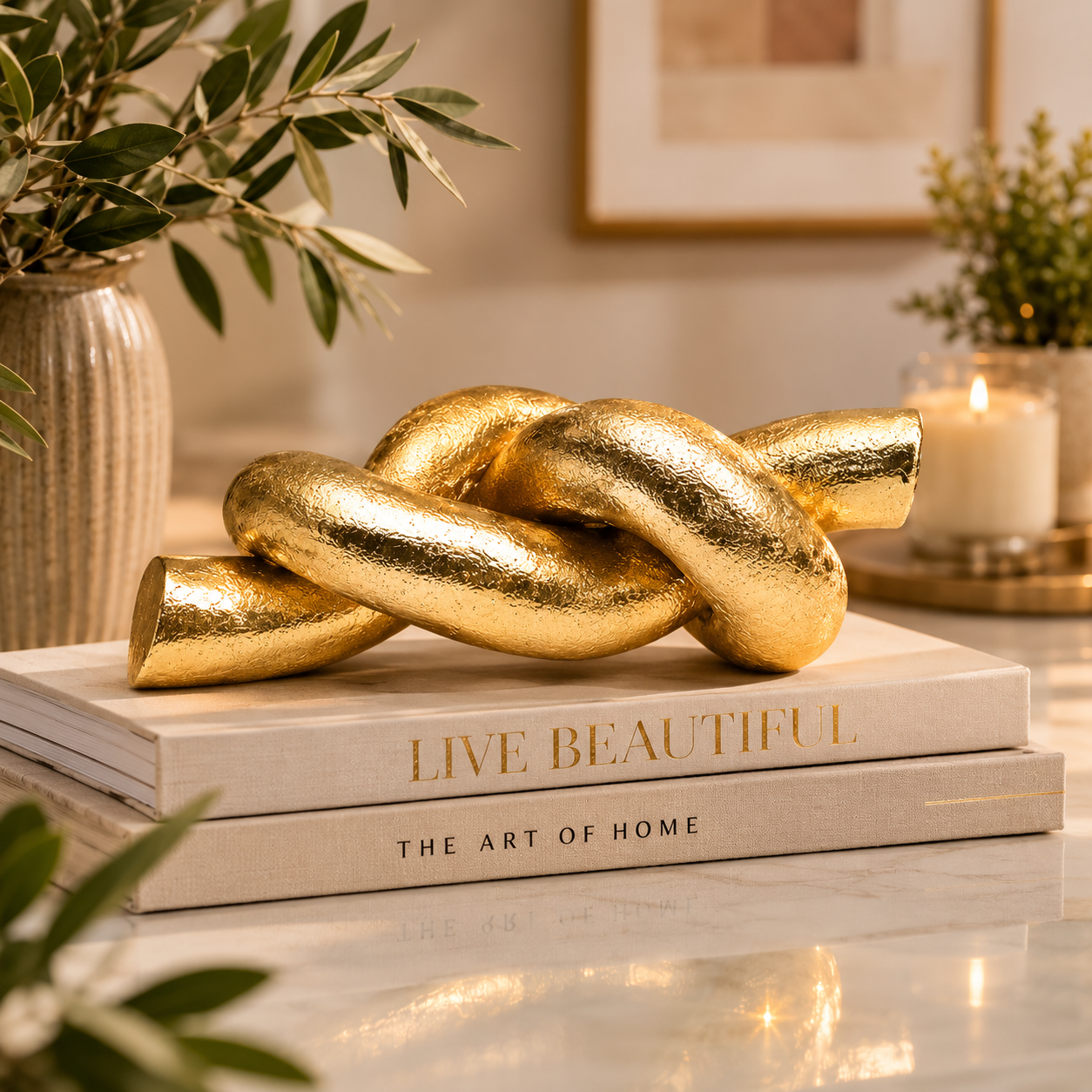 Luxe Infinity Knot Sculpture – Gold